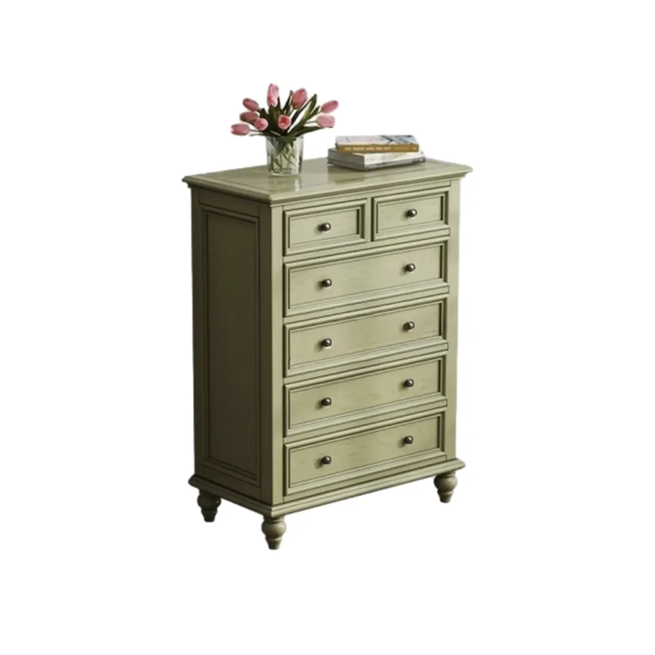 French Country Green Wooden Sideboard with Drawers