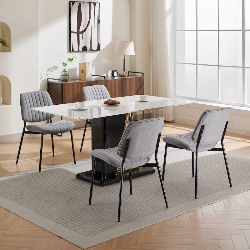 GDFStudio Modern Armless Upholstered Dining Chairs with Metal Legs