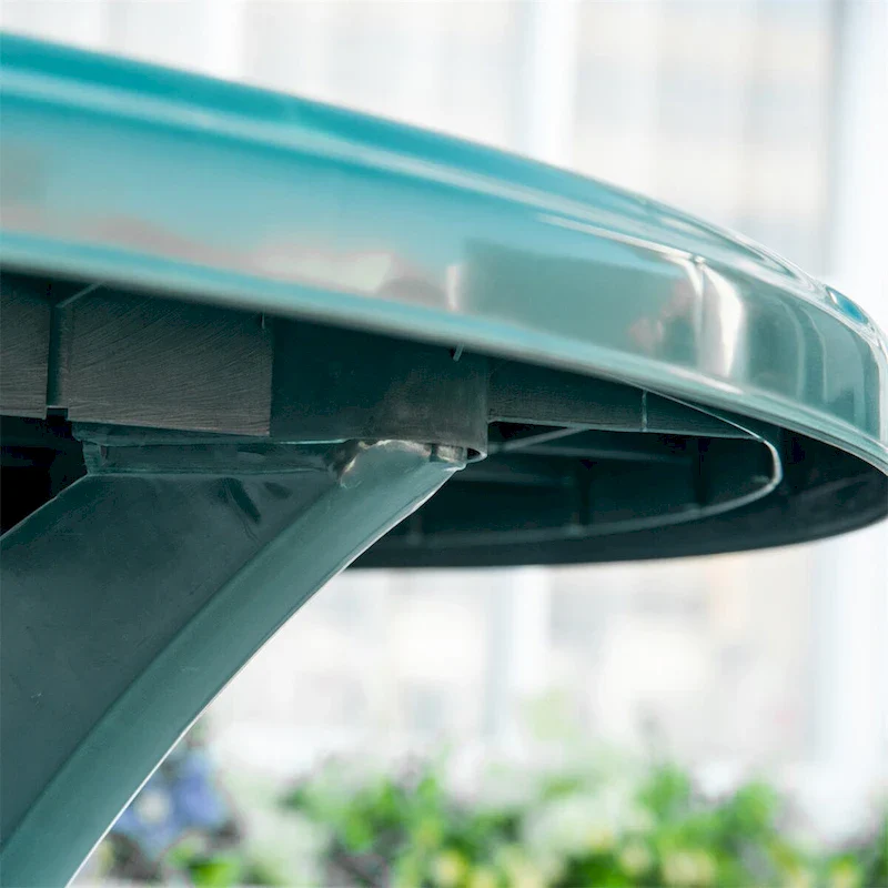 Outsunny Round Plastic Patio Table with Umbrella Hole,Dining Table