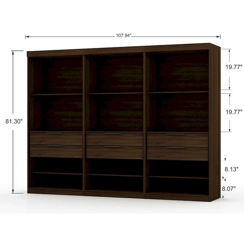 Mulberry Open 3 Sectional Modem Wardrobe Closet with 6 Drawers