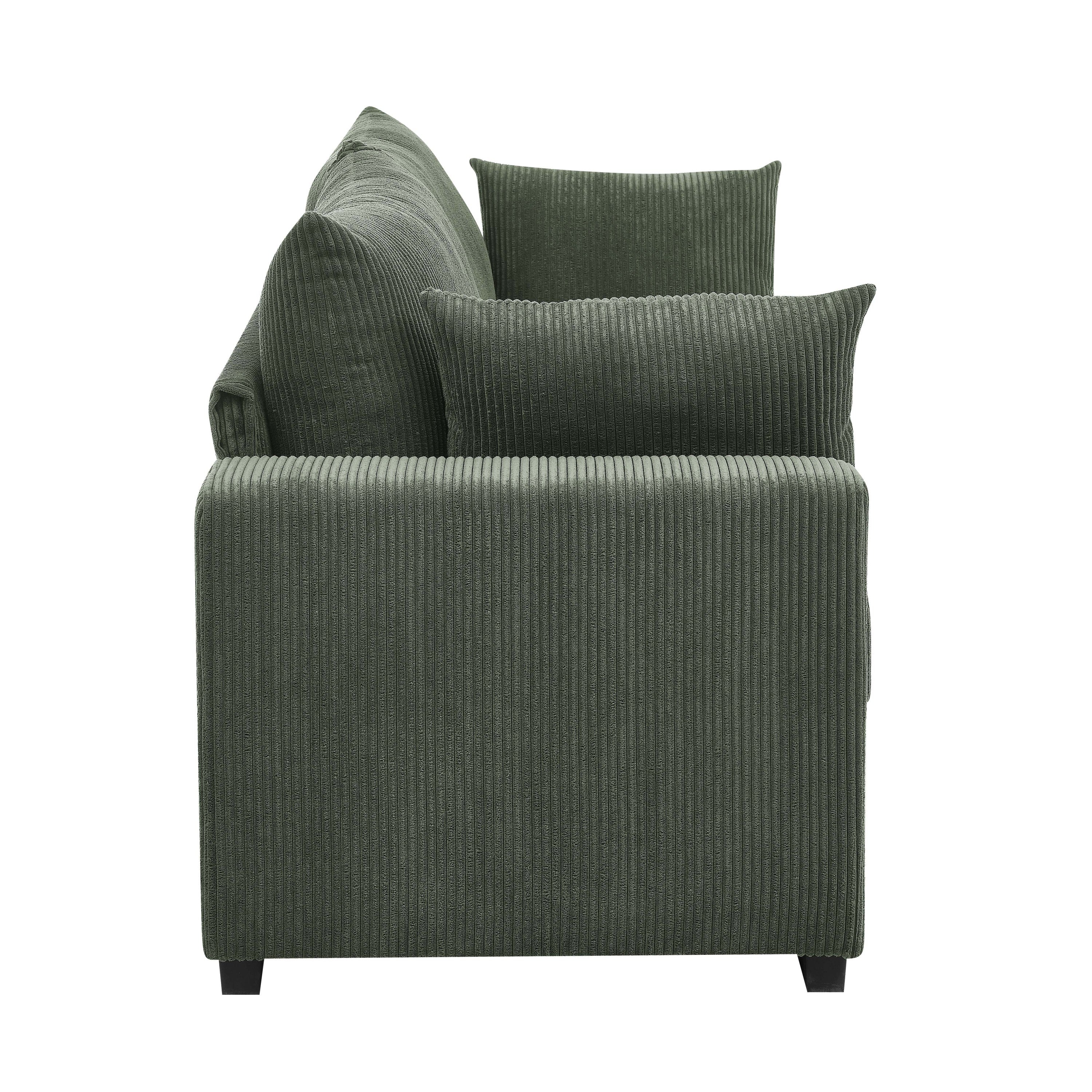 Walker Edison | Coastal Green Corduroy Loveseat Cloud Sofa