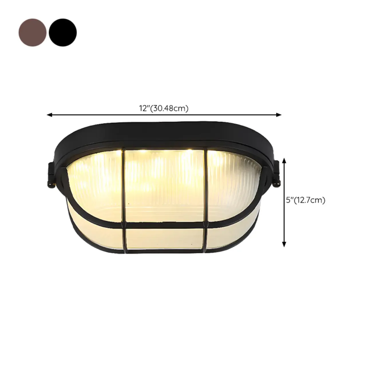 Industrial Black Round Metal LED Flush Ceiling Light