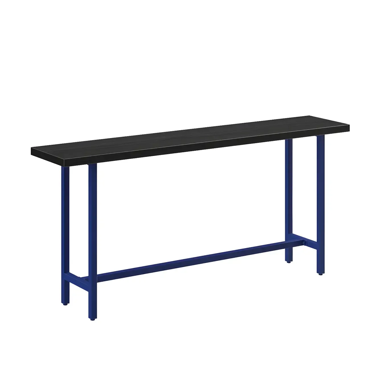 Industrial Black Wood Top Metal Trestle Base Bar Table