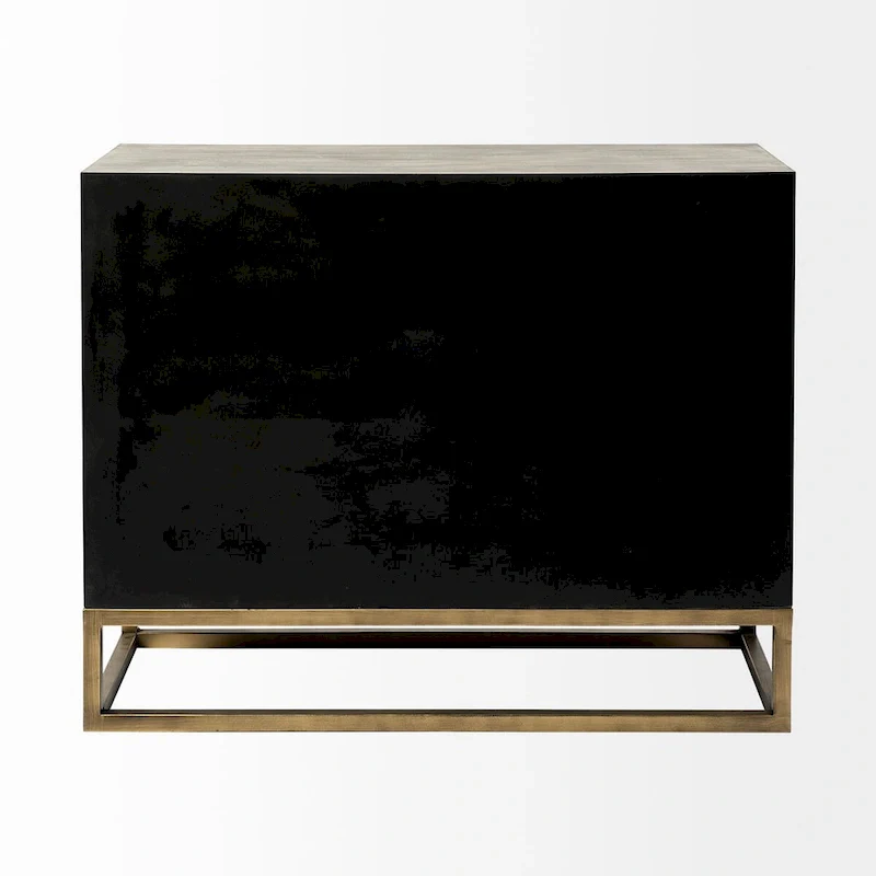 Genevieve I Gray Fir Veneer w/ Iron Frame & 3 Drawer Accent Cabinet - 39.0L x 15.7W x 30.9H