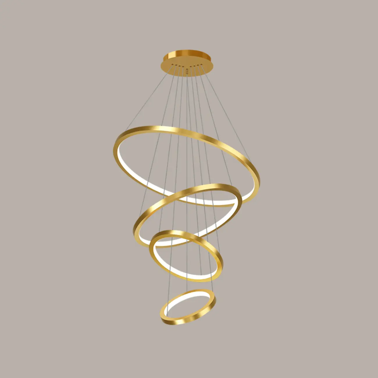 Modern Gold Ring Stairwell Chandelier Warm Light LED