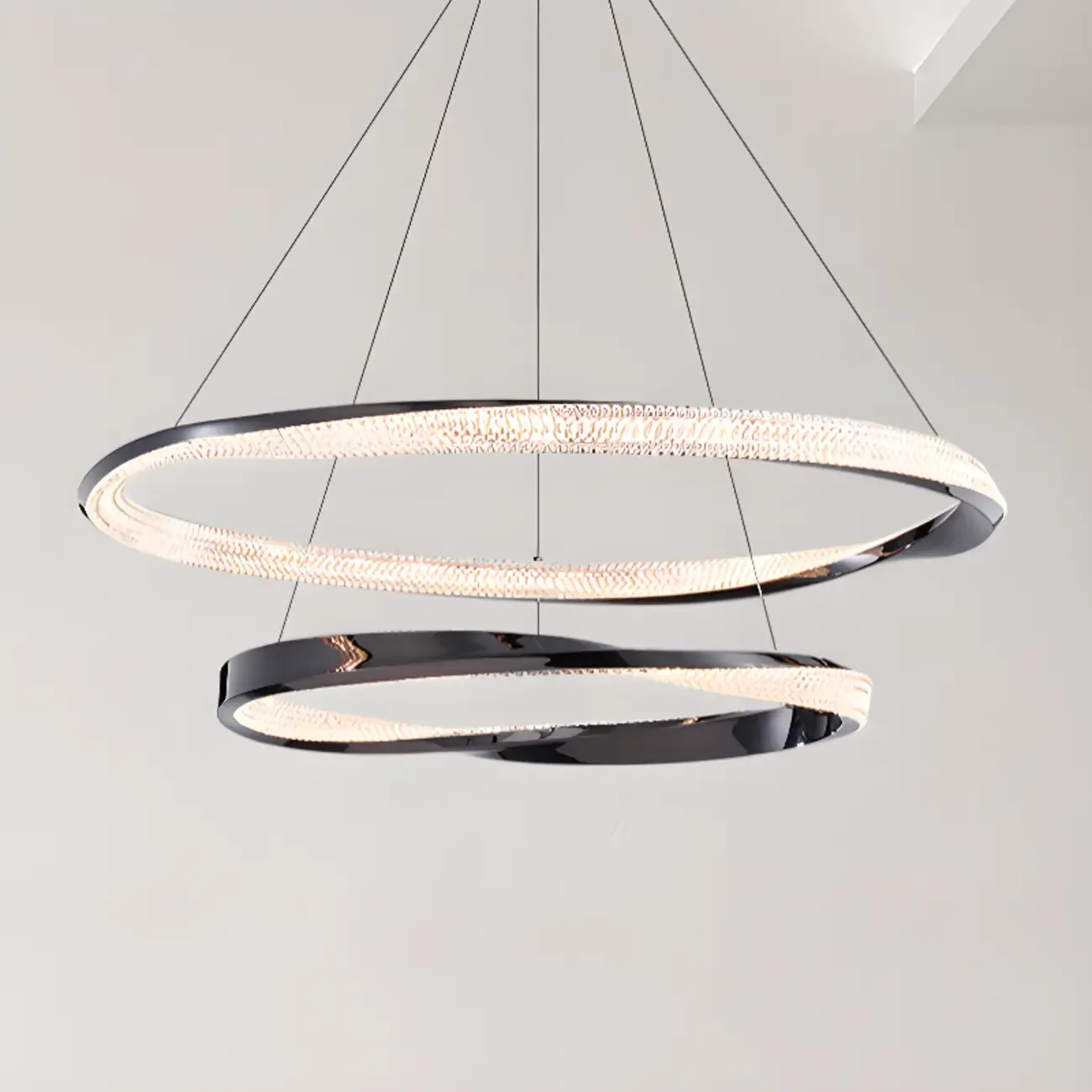 Modern LED Stylish Metal Black Circle Ring Chandelier