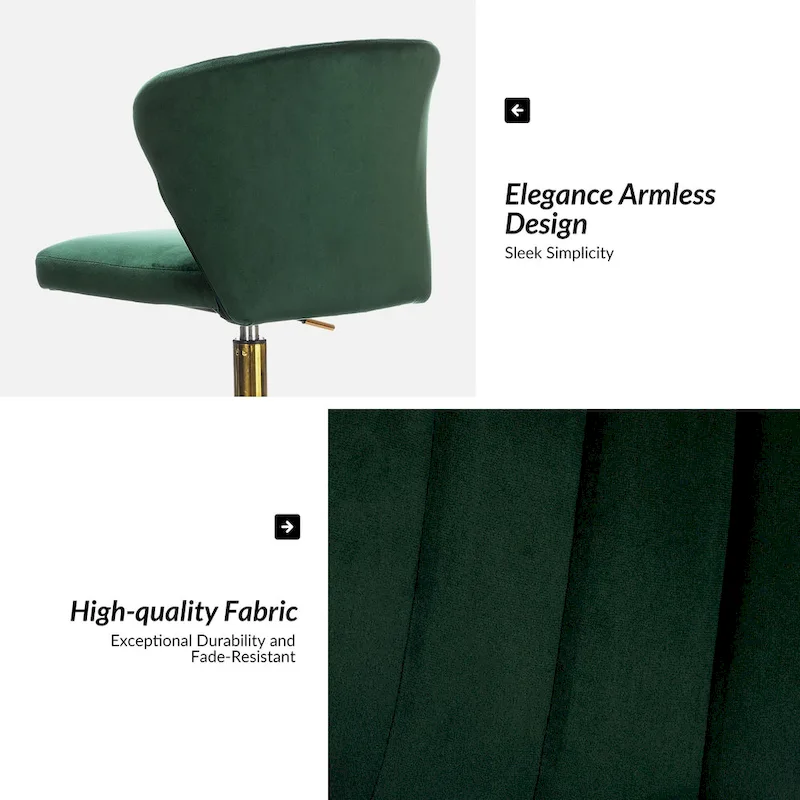 Ilia Modern Velvet Wingback 360 degree Ergonomic Office Task Chair with Channel Tufted Back by HULALA HOME