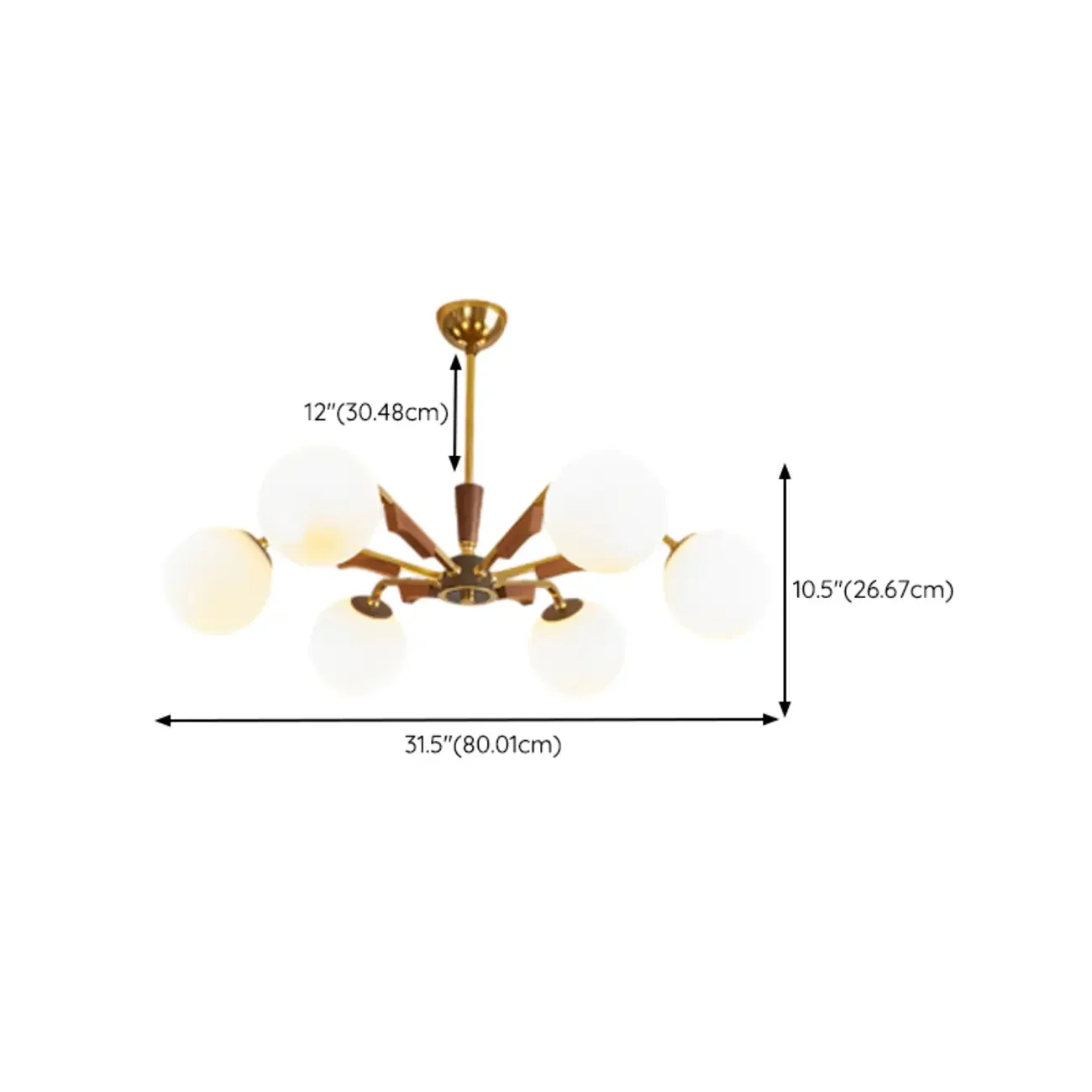 Modern White Glass Ball Chandelier with Adjustable Length