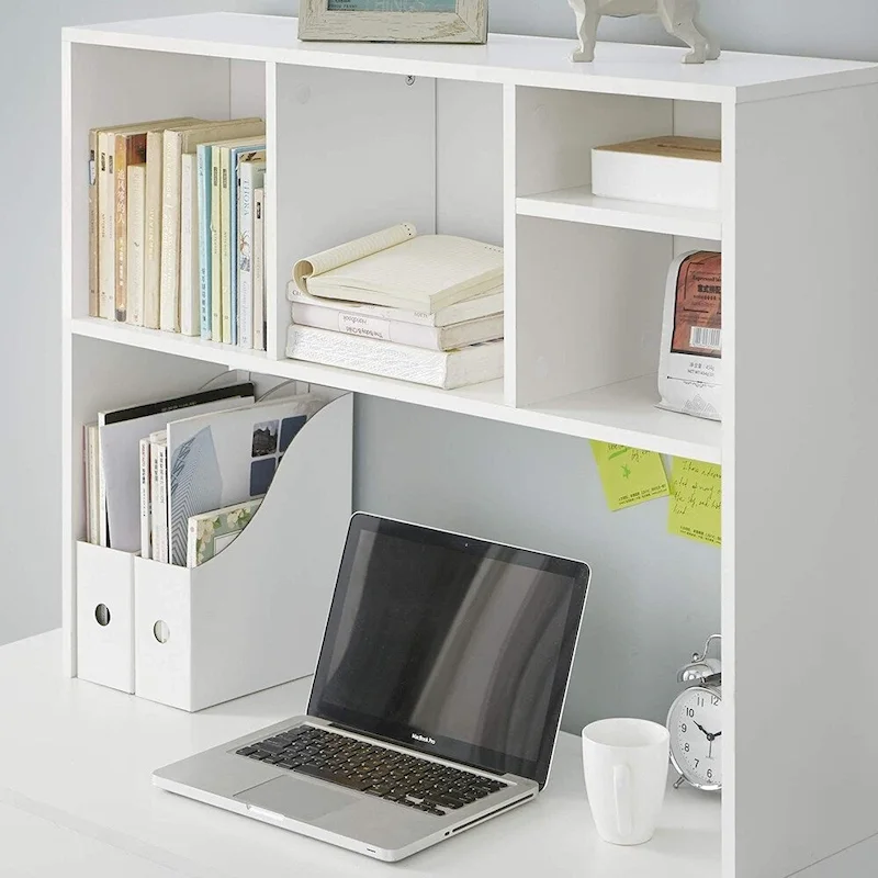 Cube White Wood Desk Bookshelf by DormCo