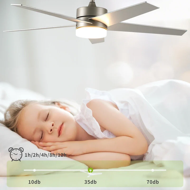 Ceiling Fan 52  with Lights and Remote, 5 Blade Ceiling Fan with Dimmable Light - 53