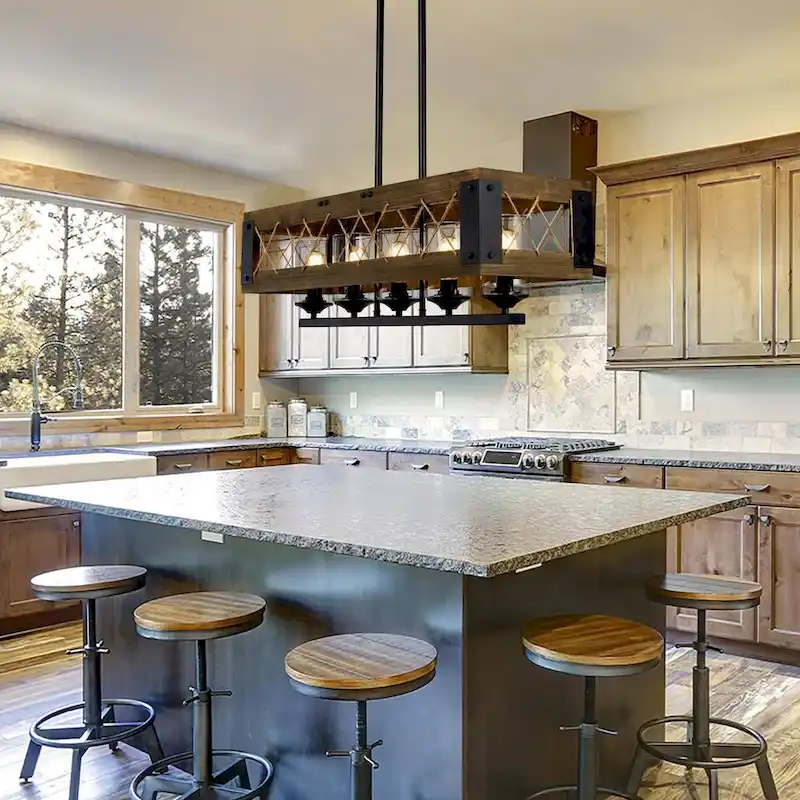 The Gray Barn 5-Light Farmhouse Rectangle Chandelier Rustic Island Lights - W31.9  * E10.6  * H10.2