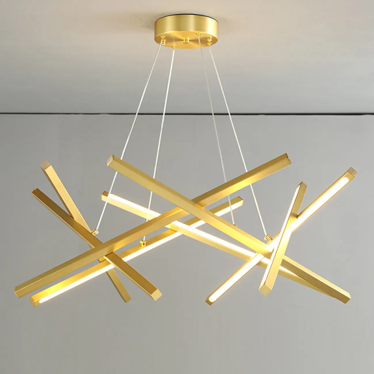 Modern Linear LED Chandelier with Geometric Metal Design