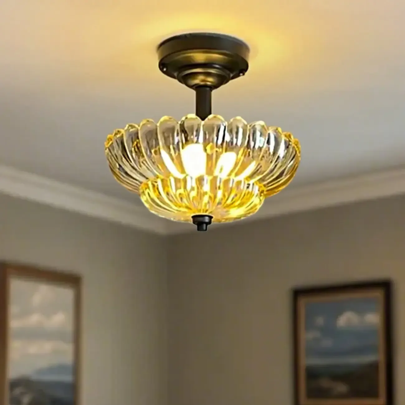 Mini Umbrella-shaped Glass Ceiling Light for Living Room