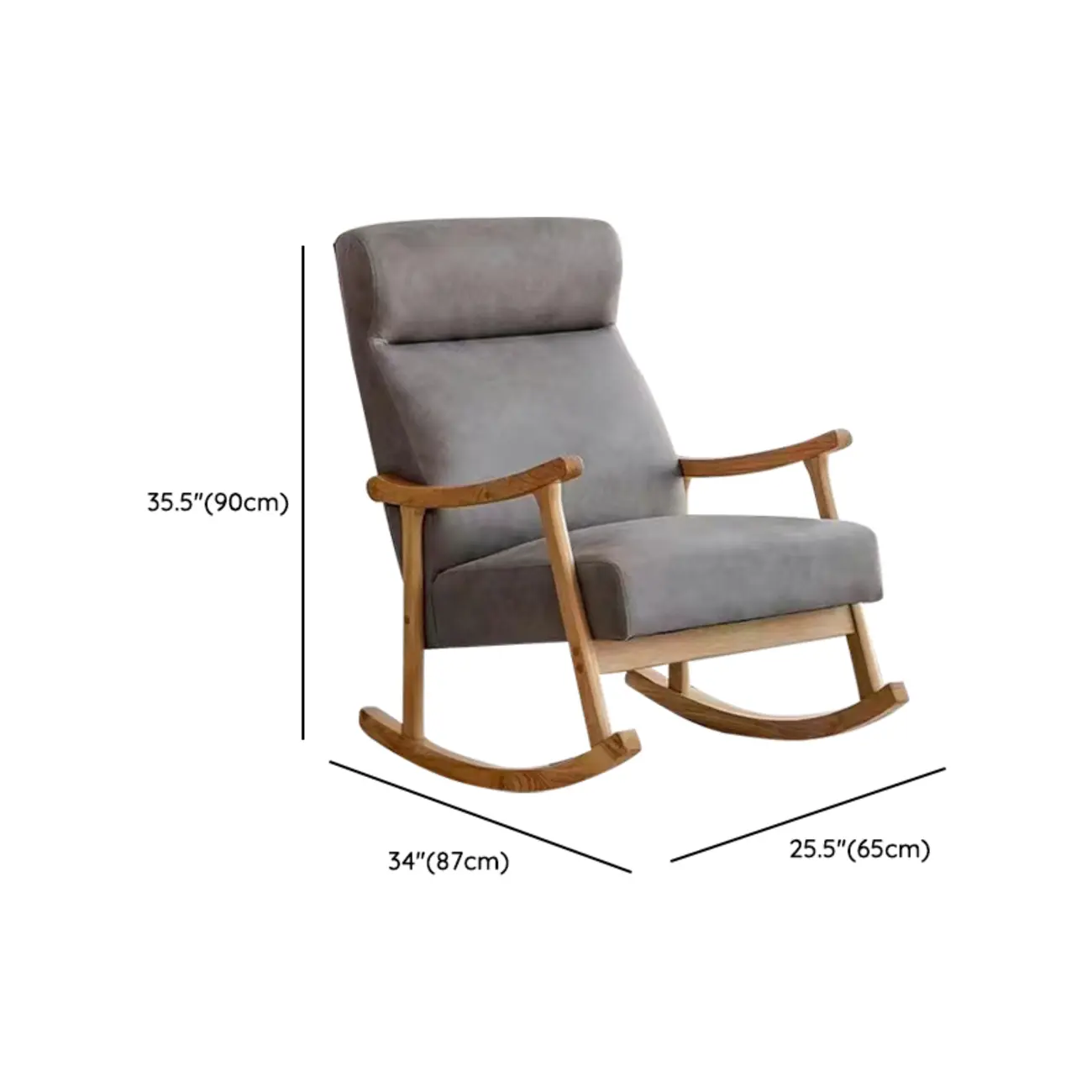 Modern Wood Upholstered Rocking Chair with Optional Ottoman