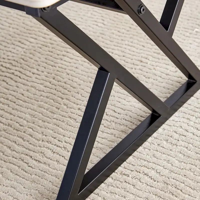 47 Modern Rectangular Coffee Table with Sintered Stone Tabletop and X-shaped Metal Legs