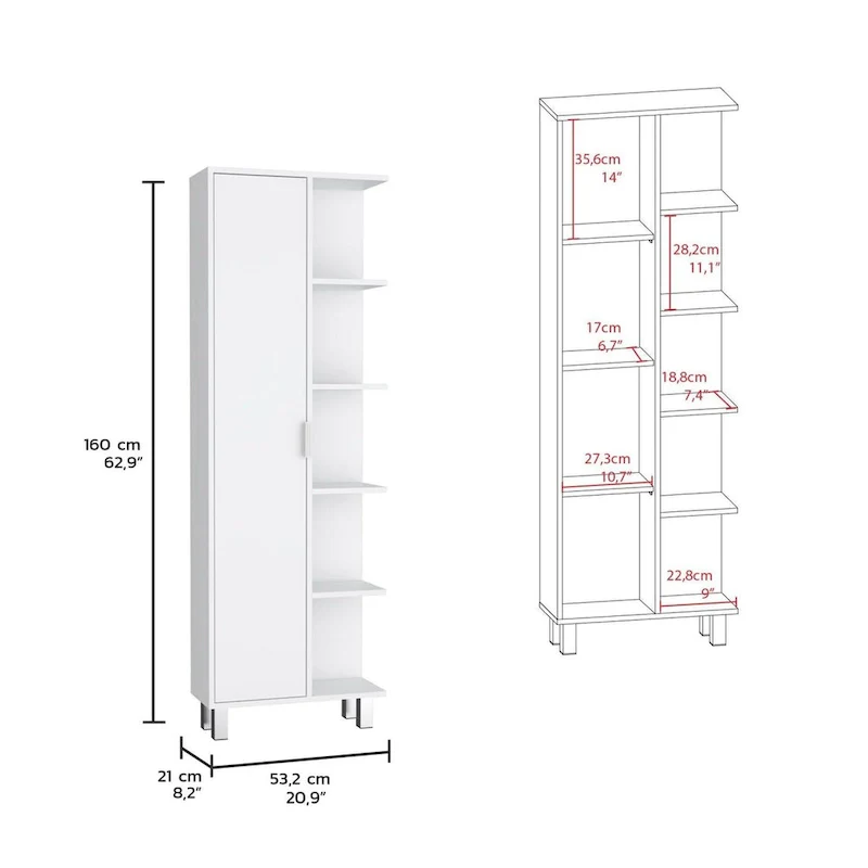 Crovie 63 Tall Modern Bathroom Seven Shelves Tall Linen Tower