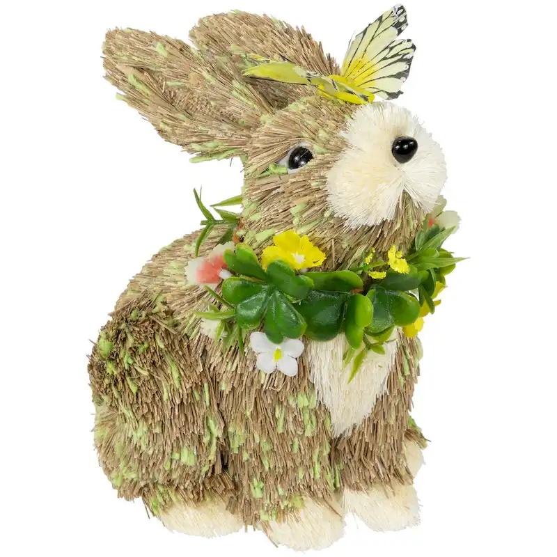 Easter Bunny with Butterfly Straw Figurine - 8