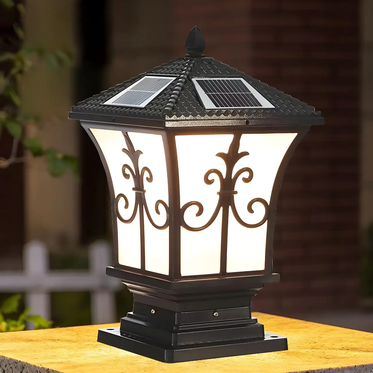 Vintage Black Metal Solar Outdoor Post Lights