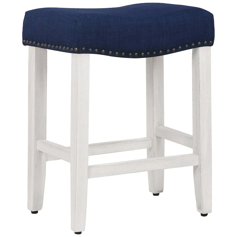 Jameson Upholstered Polyester Antique White 24 Inch Counter Stool