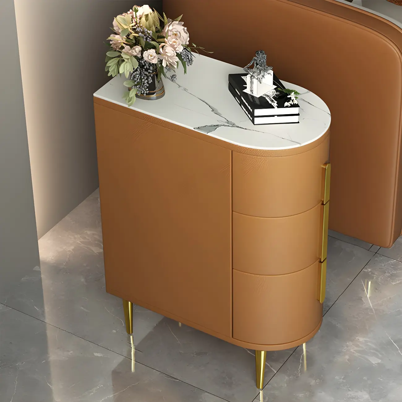 Modern Narrow Bedside Table with 3 Drawers