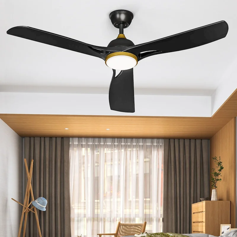 Moasis 56 ack Gold Ceiling Fan 3-Blade Modern Smart Reversible Ceiling Fan