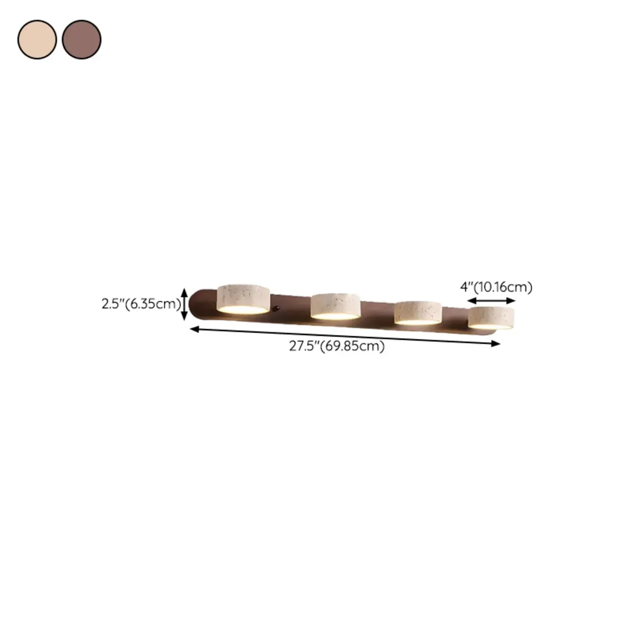 3-Light Bathroom Circle LED Stone Cylinder Vanity Light