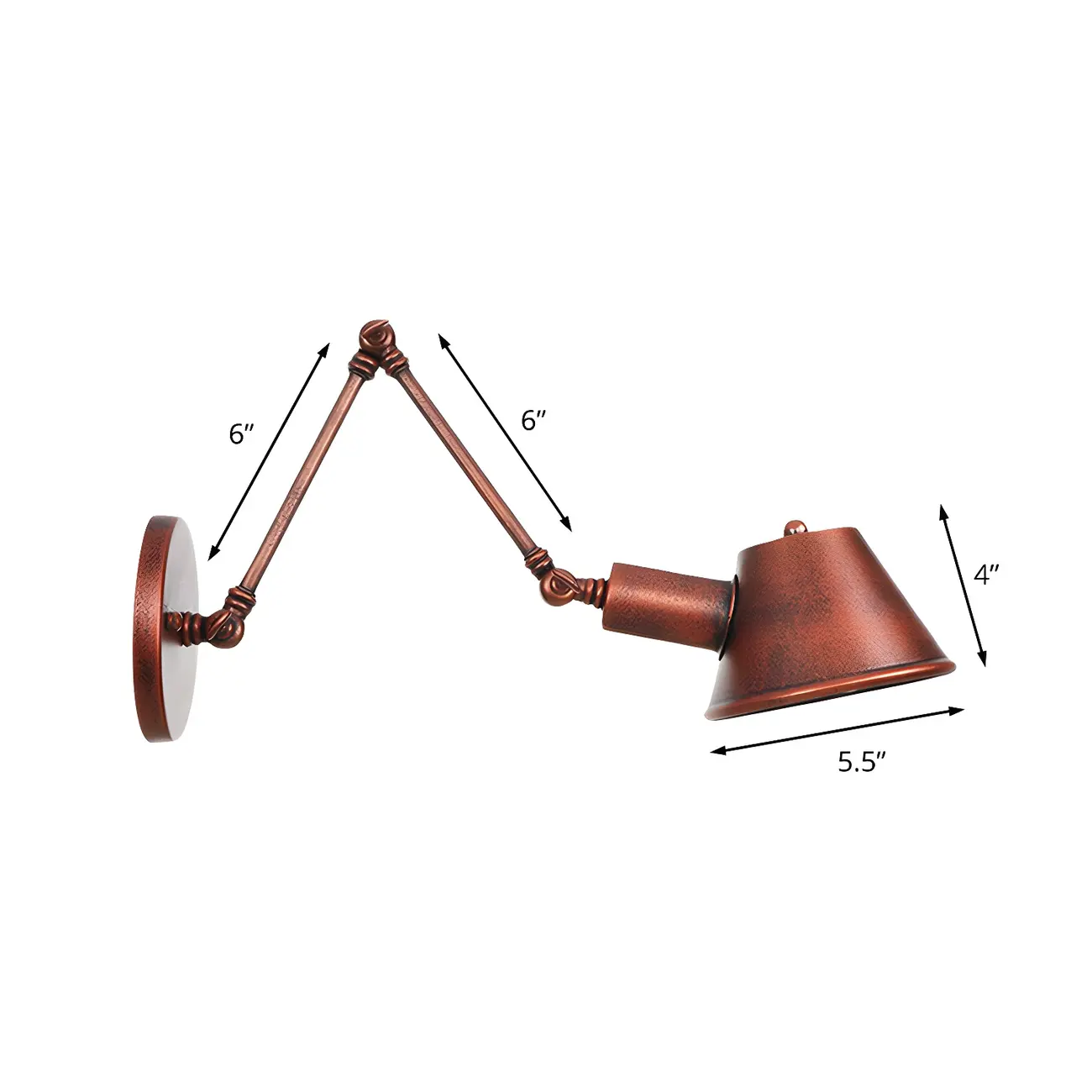 Industrial Copper Adjustable Swing Arm Wall Light