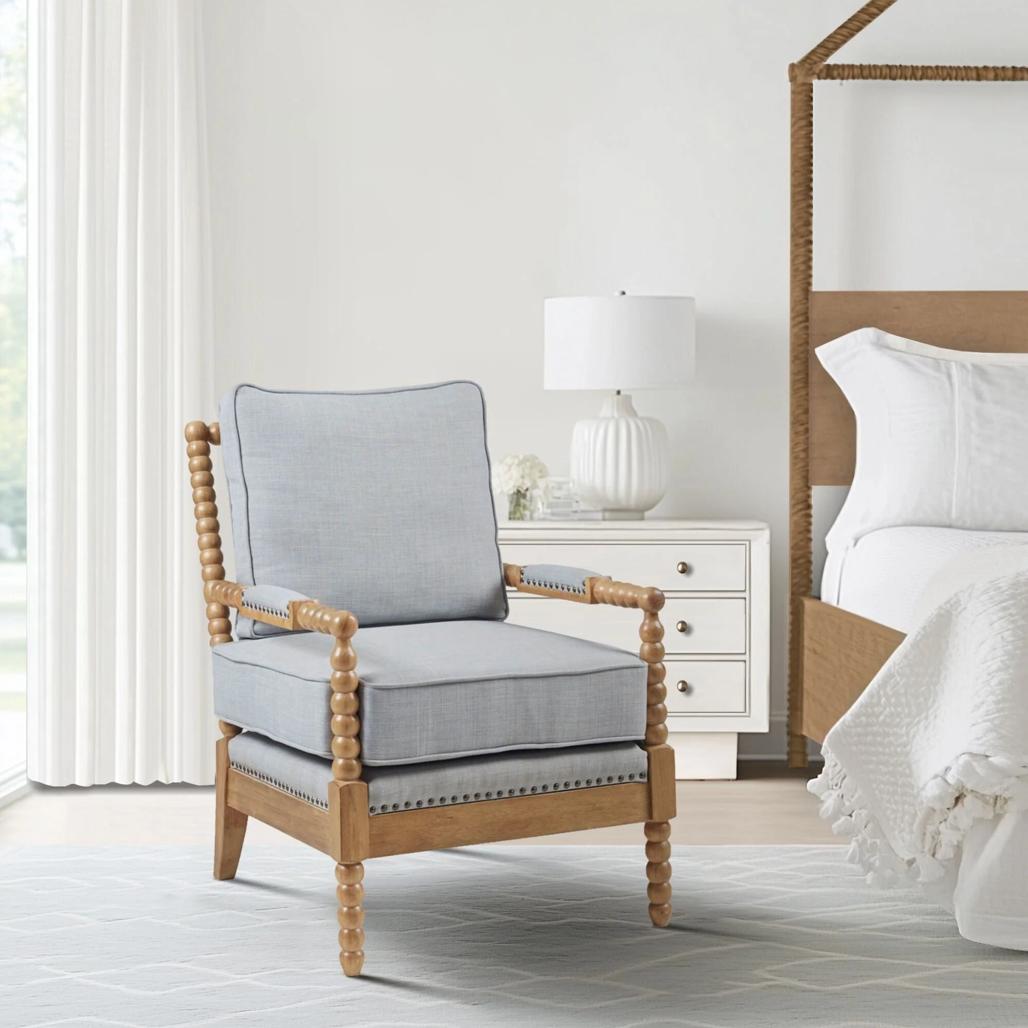 Madison Park Donohue Turned Wood Frame Armchair