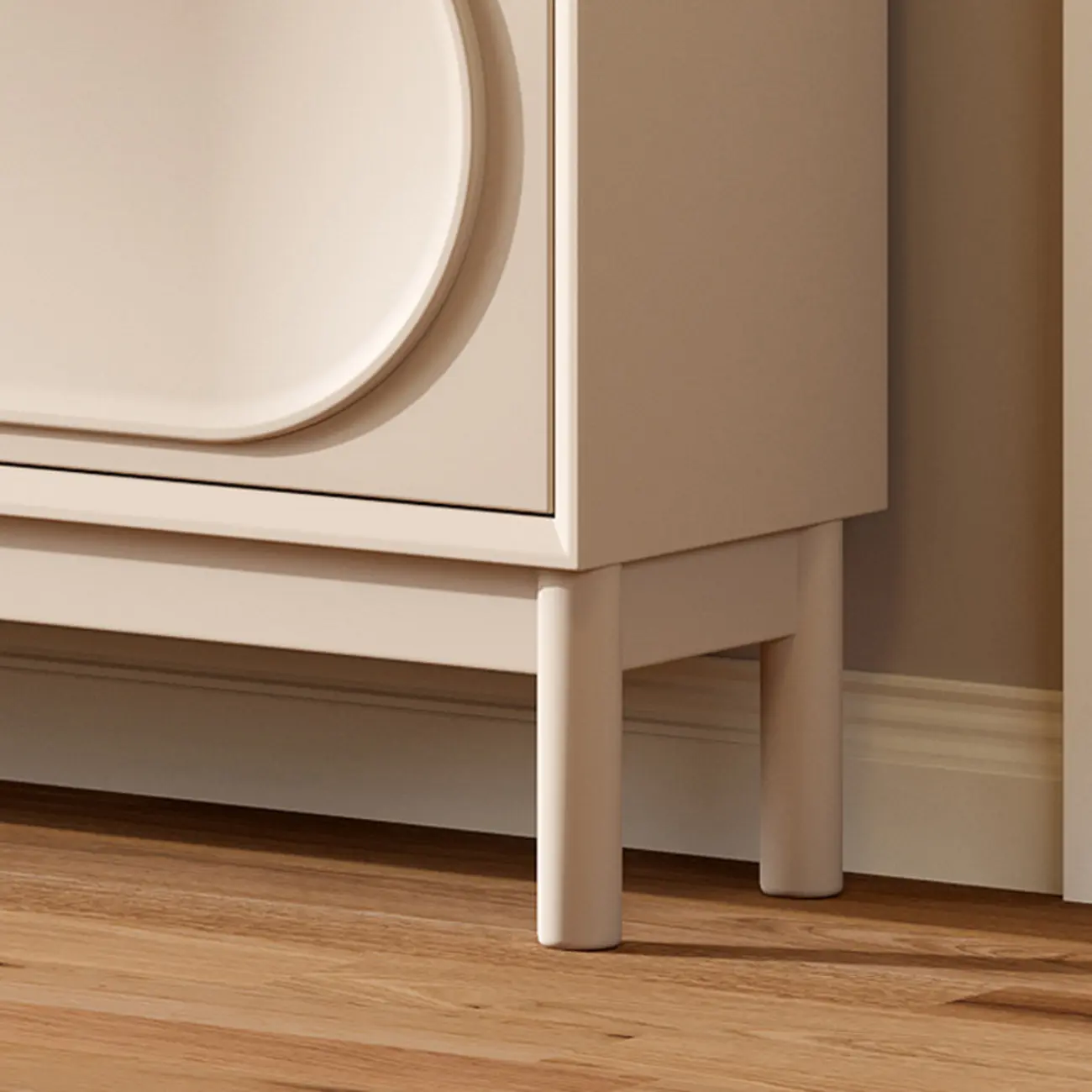 Cream Wooden Drop Front Shoe Cabinet with 3 Drawers