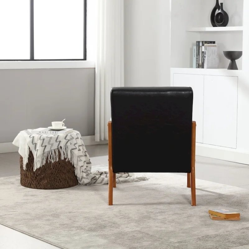 Modern PU Leather Accent Chair with One Pillow