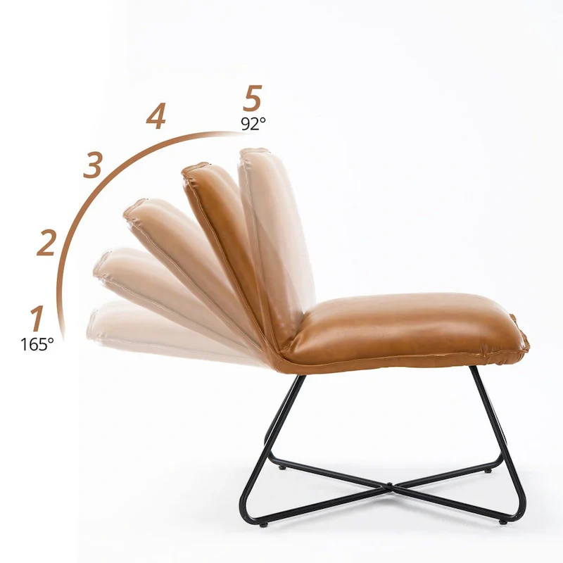 Mid Century Faux Leather Accent Chair With Adjustable Backrest Set of 2 - 31.5 H X 22.2 W X 23.6 D