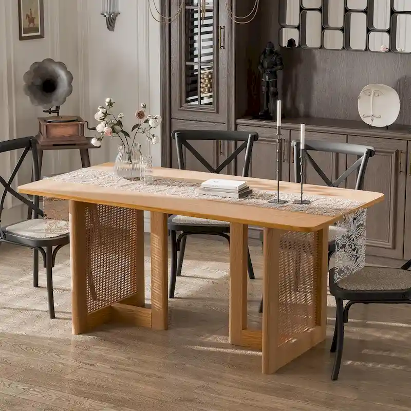 Lumioca Cinna Oak Wood Double Pedestal Dining Table