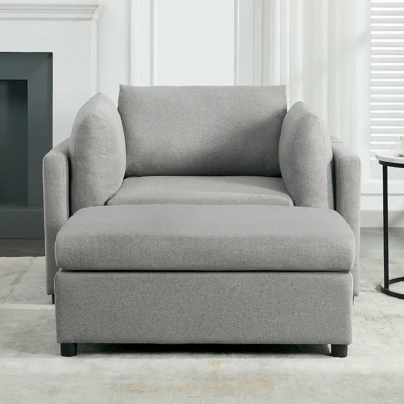Modern Oversized Armchair with Ottoman