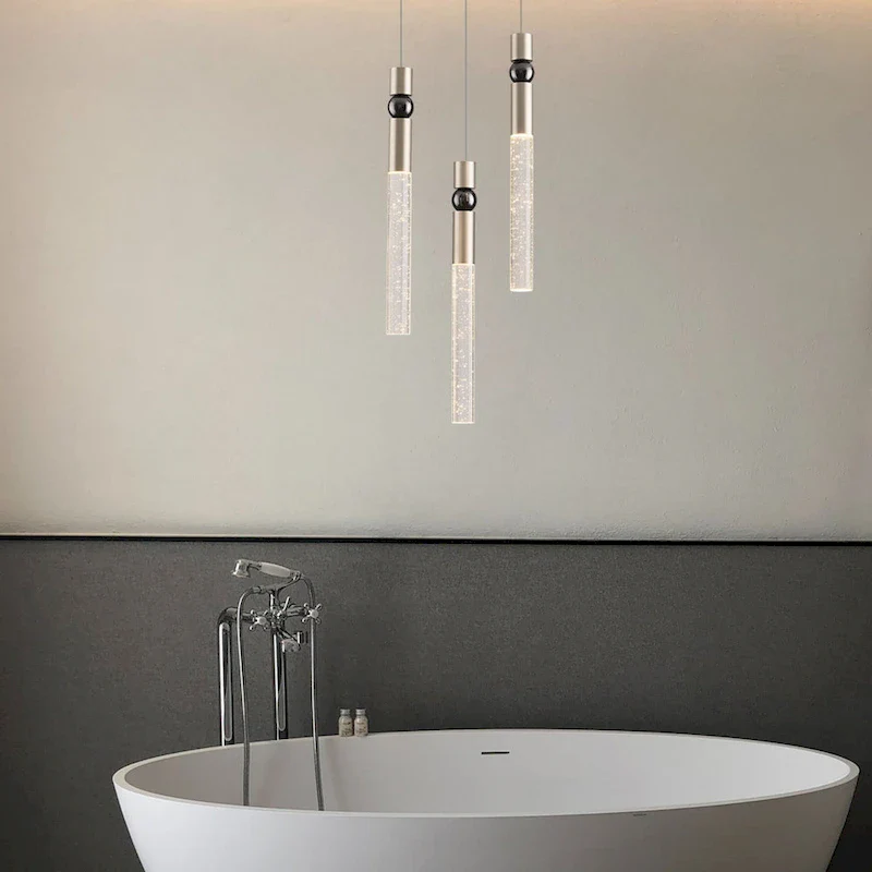 3-Light LED Crystal Pendant Light, Dimmable Ceiling Hanging Light Fixture