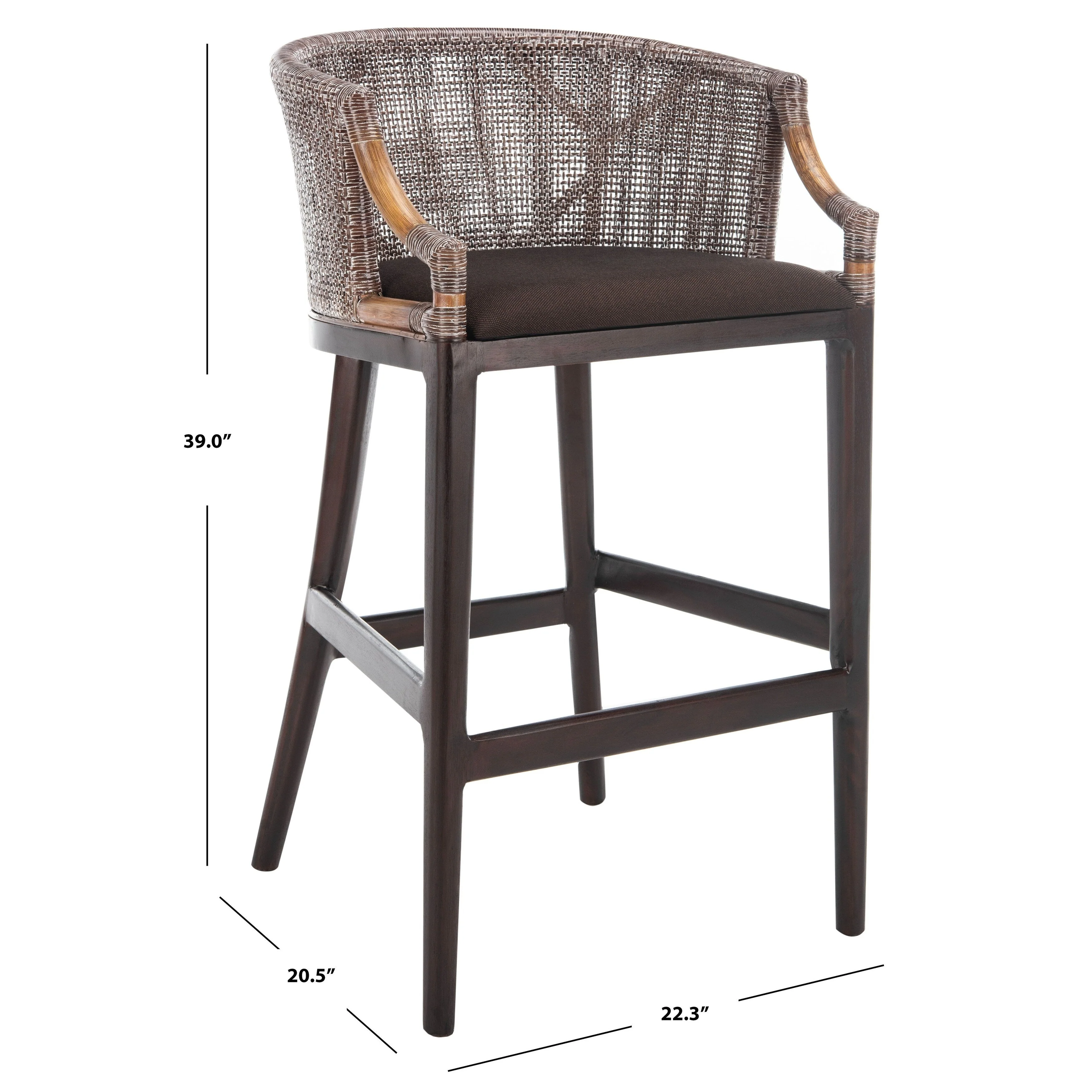 SAFAVIEH Virona Rattan 30-inch Bar Stool - 22.3 W x 20.5 L x 39 H - 22Wx21Dx39H
