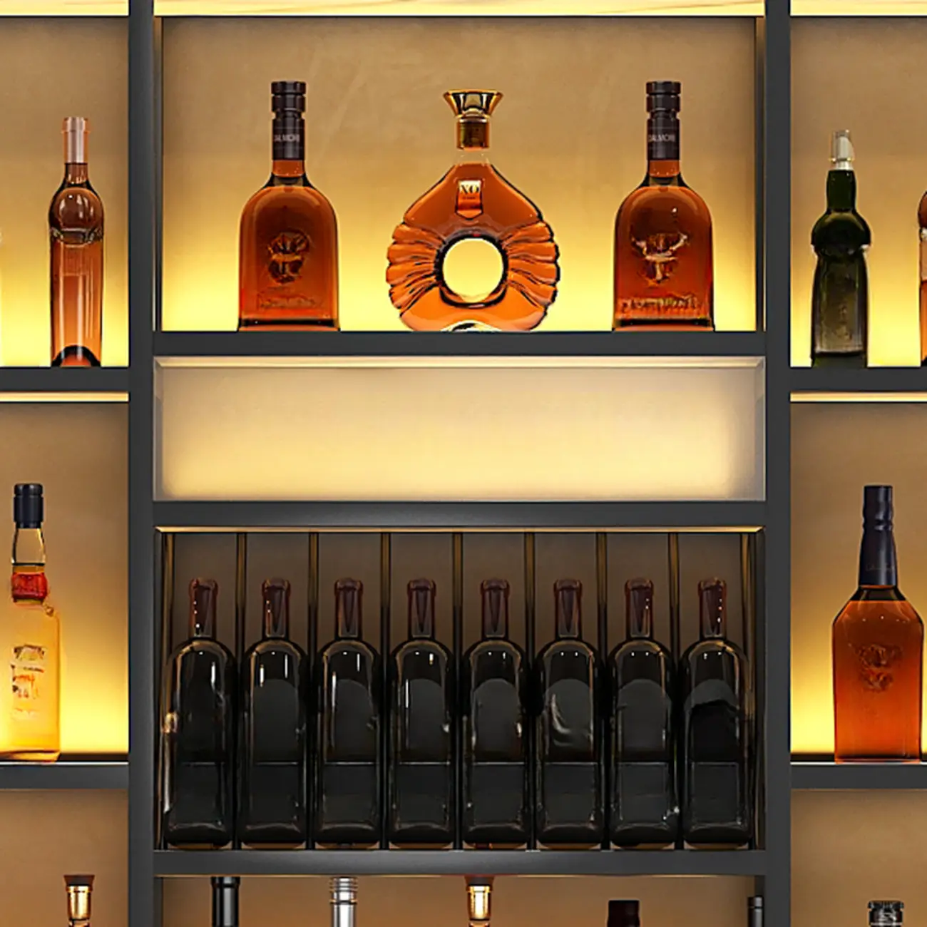 Glam Gold Wall-Mounted Open Wine Bottle Rack