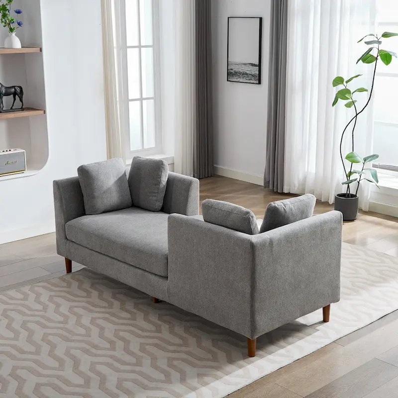 Wide Modern Double-Sided Upholstered Chaise Lounge
