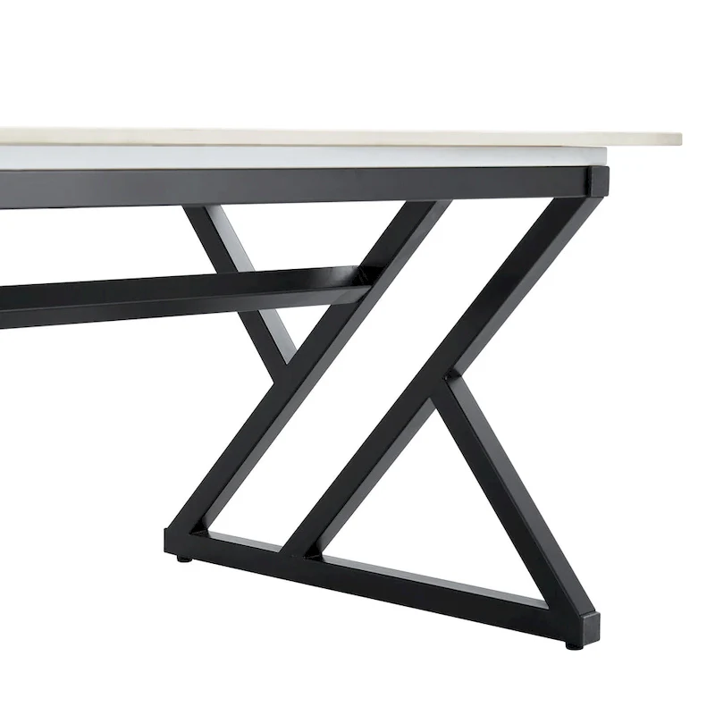 47 Modern Rectangular Coffee Table with Sintered Stone Tabletop and X-shaped Metal Legs