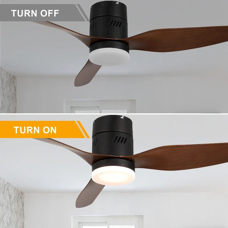 Bella Depot 46  Flush Mount Ceiling Fan with LED Light and Remote 6-Speed Reversible Fan