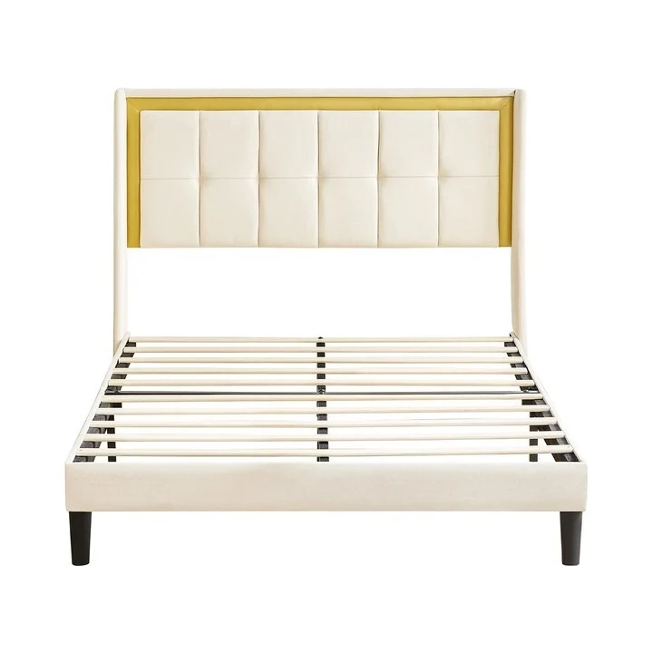 White Queen Bed Frame with High Load-Bearing Capacity