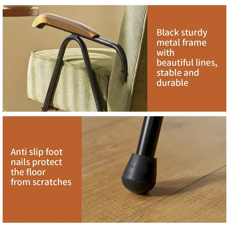 Green Modern 20   High Back Upholstered Accent Chair with Metal Legs