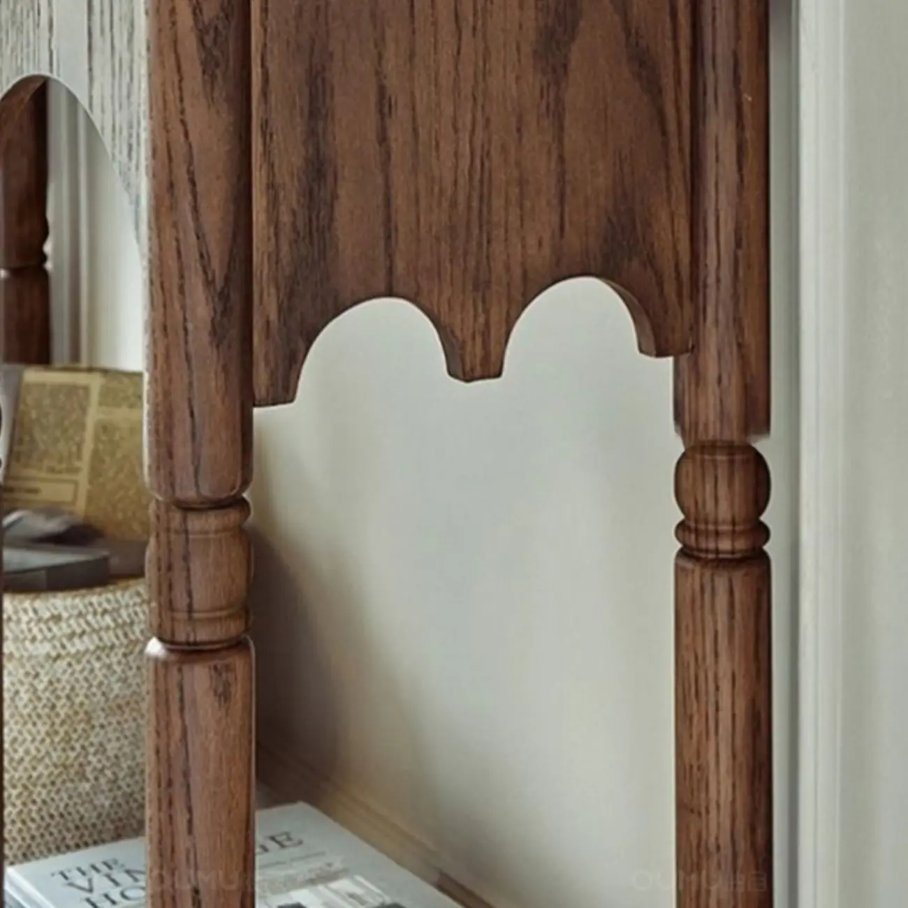 Rectangular Wood Brown Console Table with Shelves
