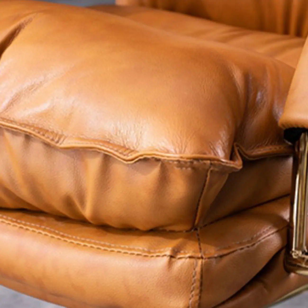 Brown Genuine Leather Ergonomic Wheeled Office Chair