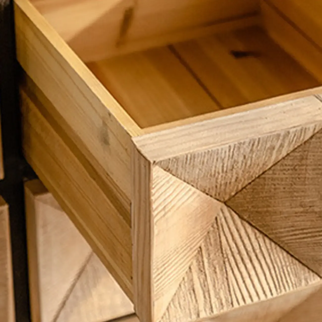 Rustic Wooden Console Table with Drawers and Trims