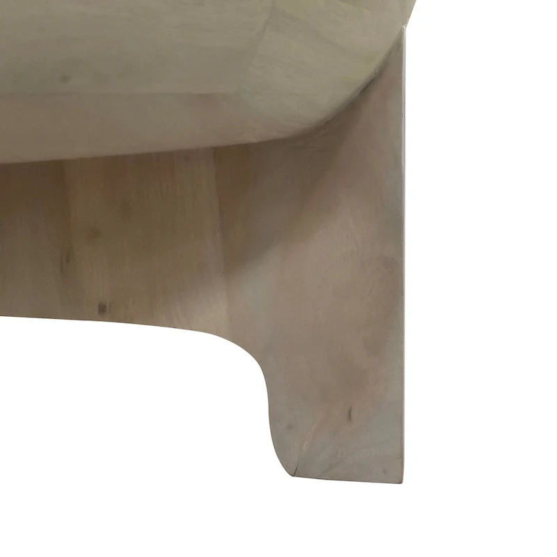 Tomas 32 Inch Coffee Table, Mango Wood Drum Top, Classic Washed White