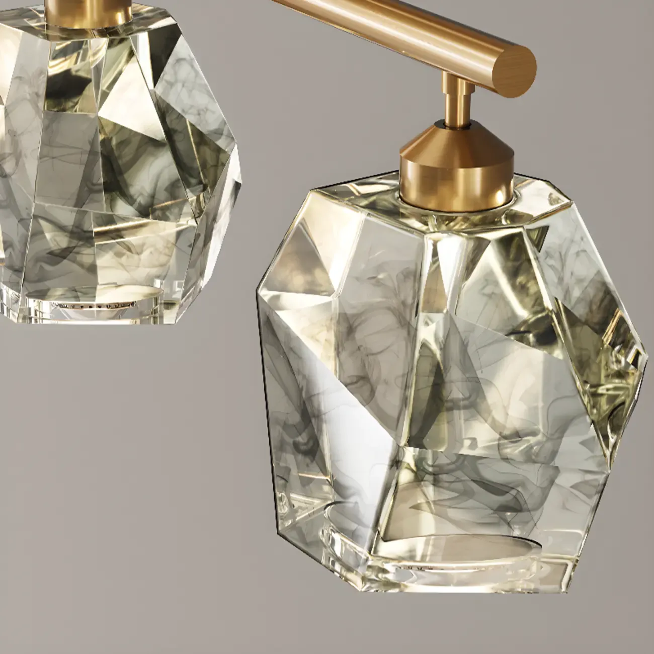 Geometric Gold Crystal Down Island Pendant Light