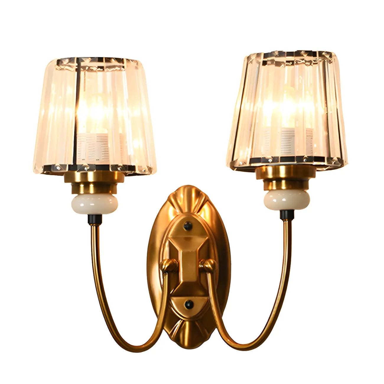 Elegant Brass Wall Sconce with Crystal Shade