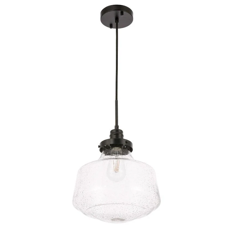 Klyli 11-inch 1-light Clear Seeded Glass Hanging Pendant