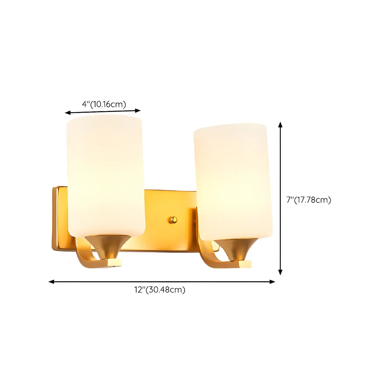 Gold Modern Cylinder Glass Shade Bathroom Vanity Light