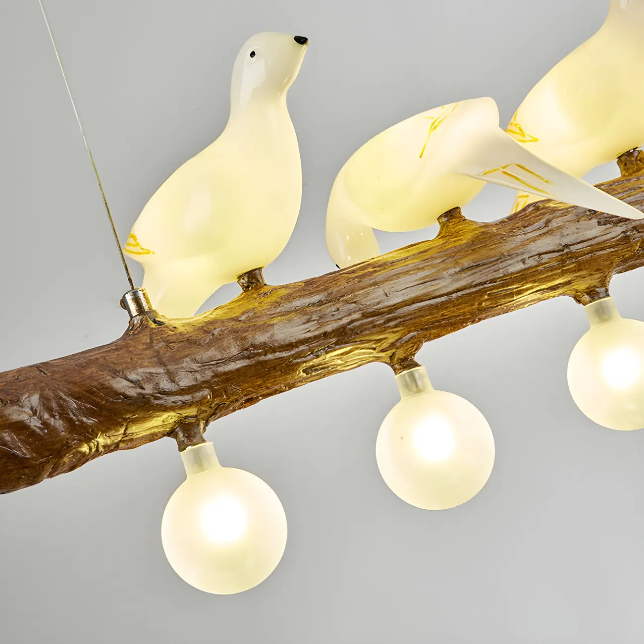 Rustic Wood LED Bird Island Chandelier